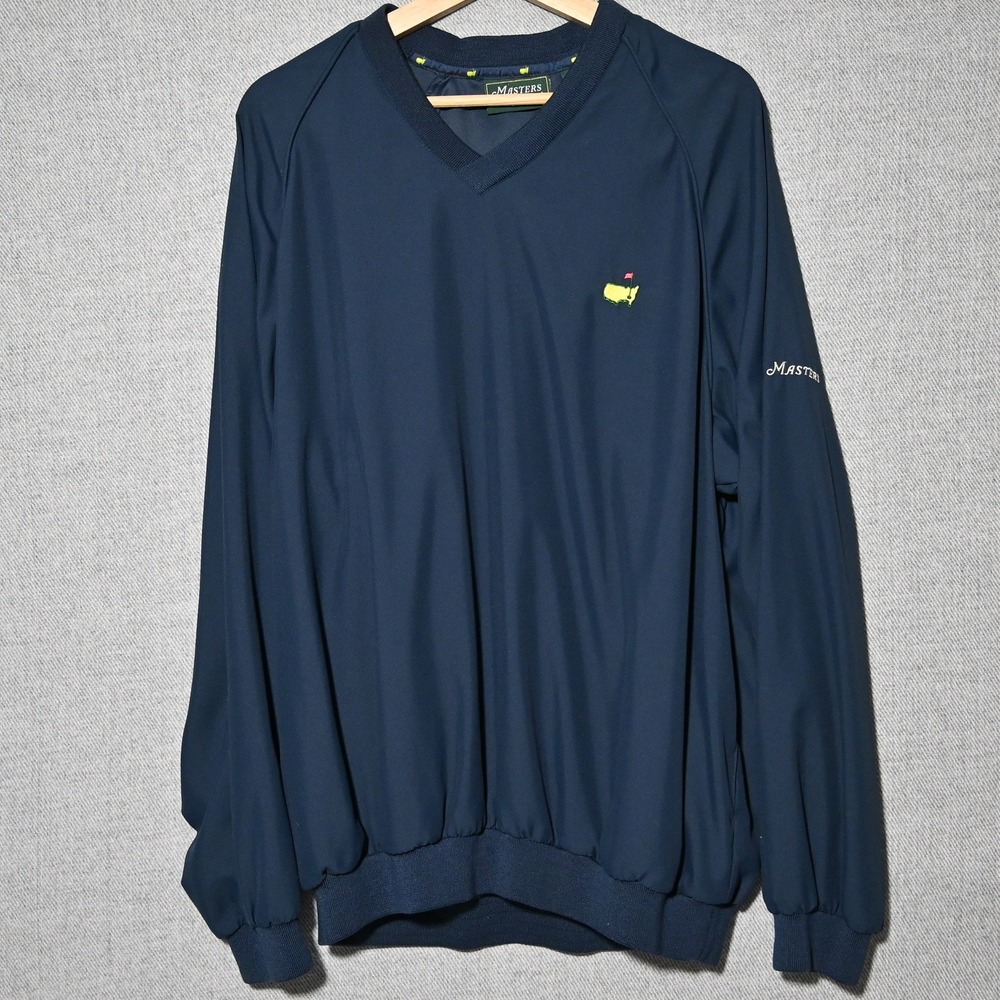 Masters Collection Windbreaker Mens V-Neck Pullover Logo Large Navy Blue